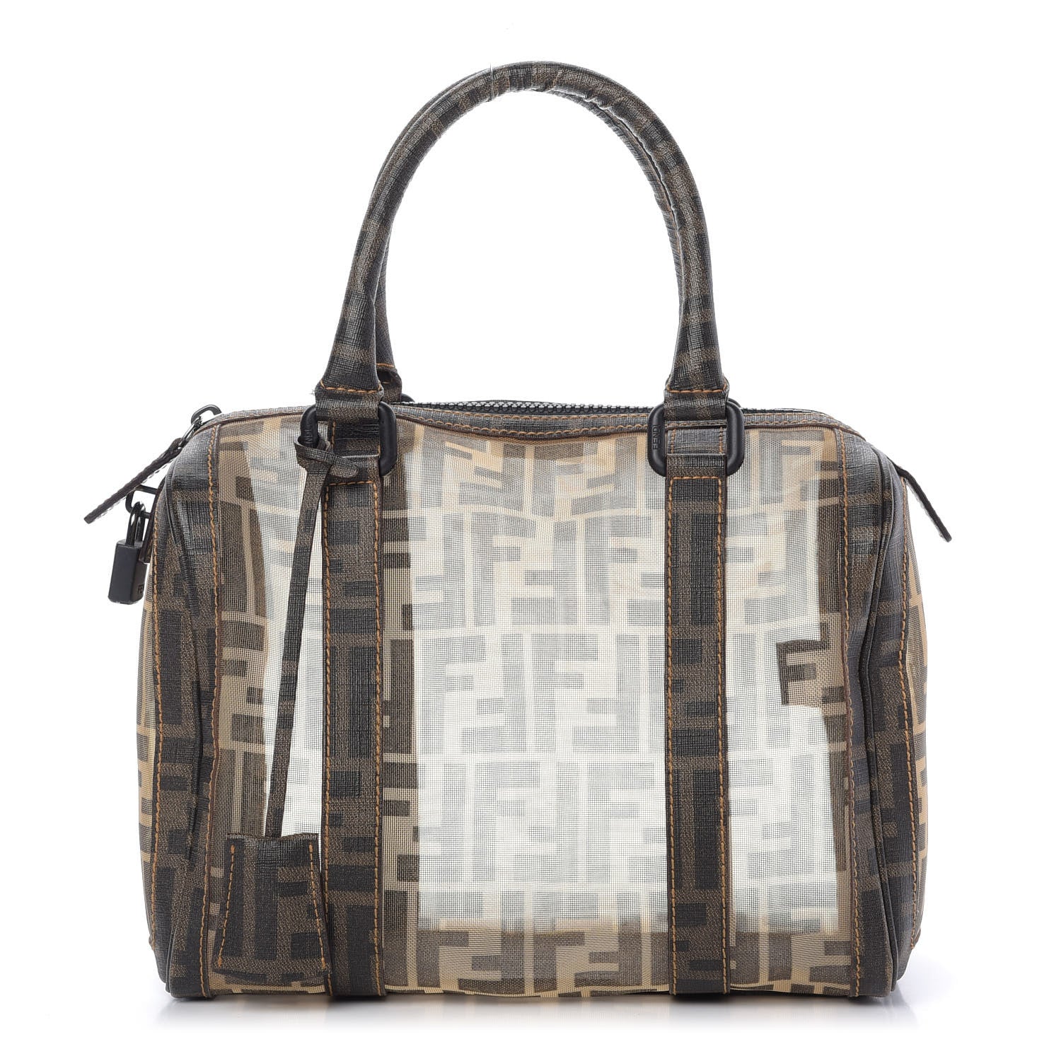 Fendi Zucca Spalmati Mesh Mixed Media Forever Boston Tobacco 1 of 11