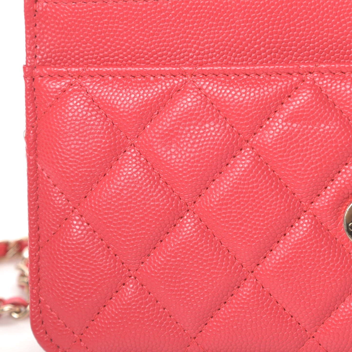Caviar Quilted Wallet On Chain WOC Coral