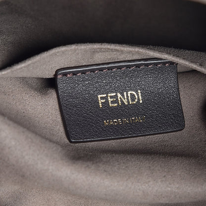 Fendi Glazed Fabric Vitello Grace F is Fendi FF 1974 Stamp Patch Grande Mon Tresor Bucket Bag Mogano Panna Nocciola 8 of 9