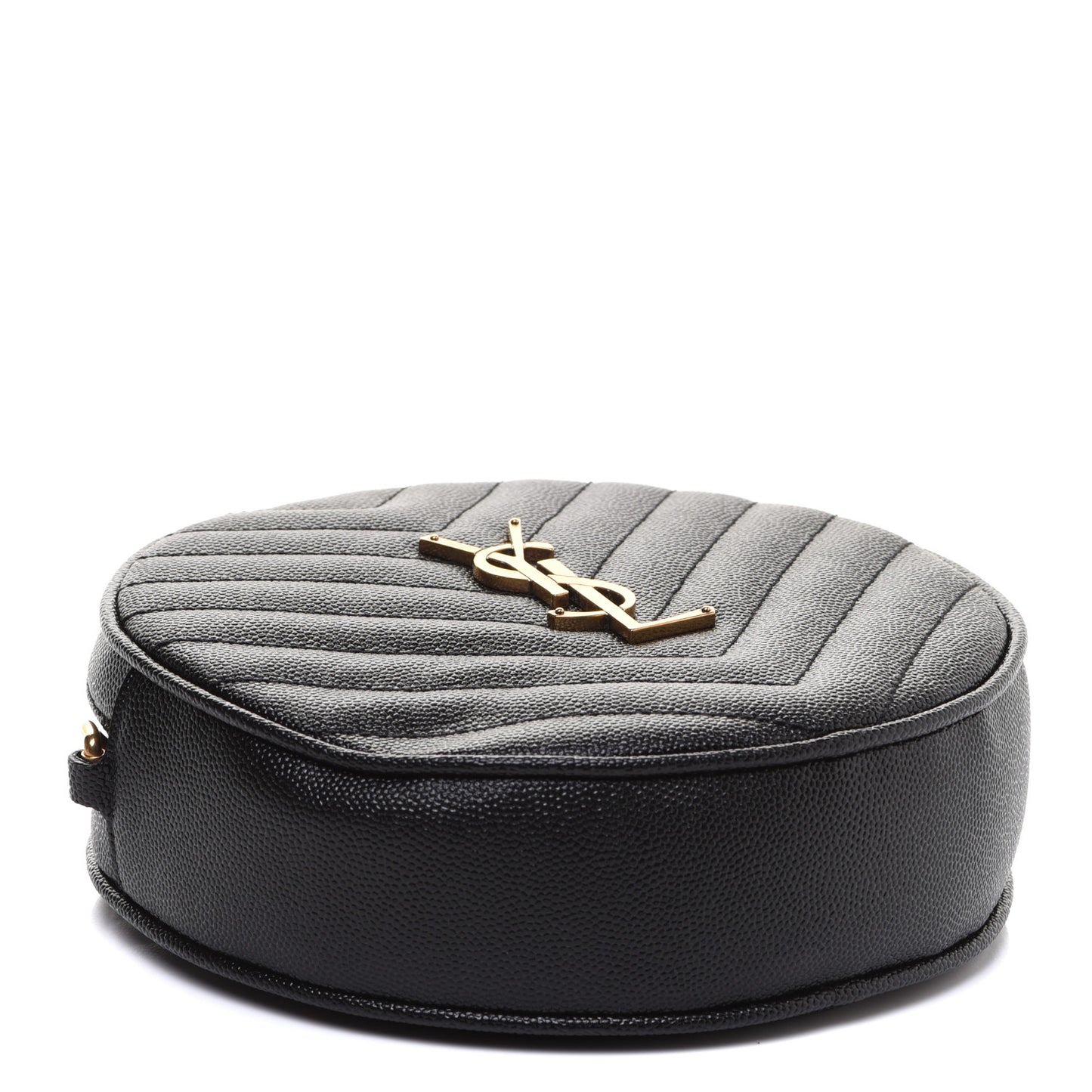 Grain De Poudre Matelasse Chevron Quilted Round Vinyle Camera Bag Black