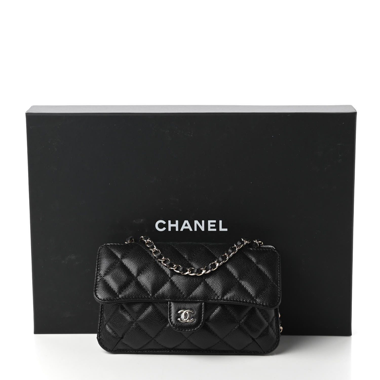 Chanel Caviar Fabric Quilted Foldable Tote With Chain Black Multicolor 18 of 18