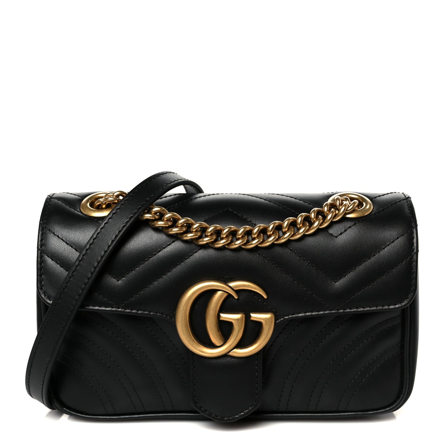 Calfskin Matelasse Mini GG Marmont Shoulder Bag Black