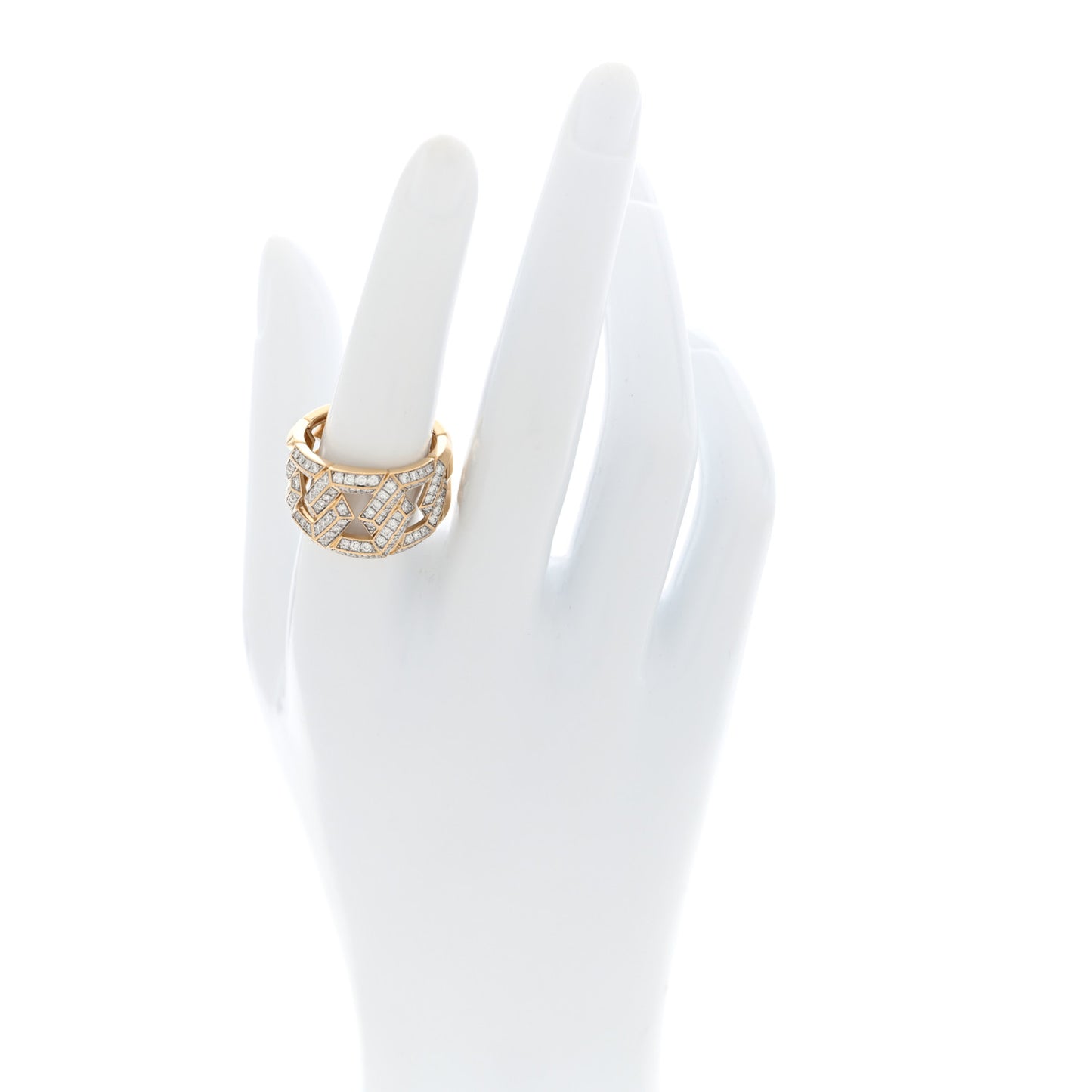 18K Yellow Gold Diamond 16mm Carlyle Ring 57 8