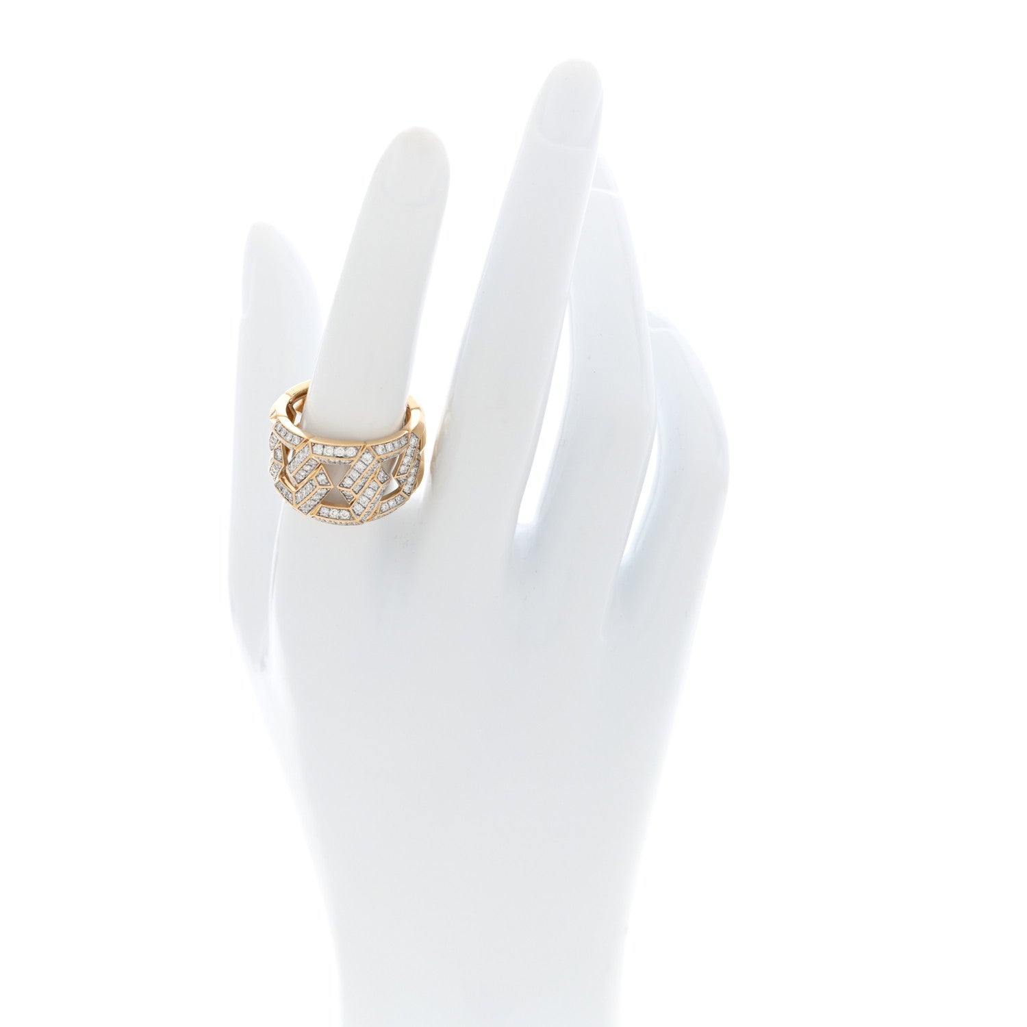 David Yurman 18K Yellow Gold Diamond 16mm Carlyle Ring 57 8 2 of 5
