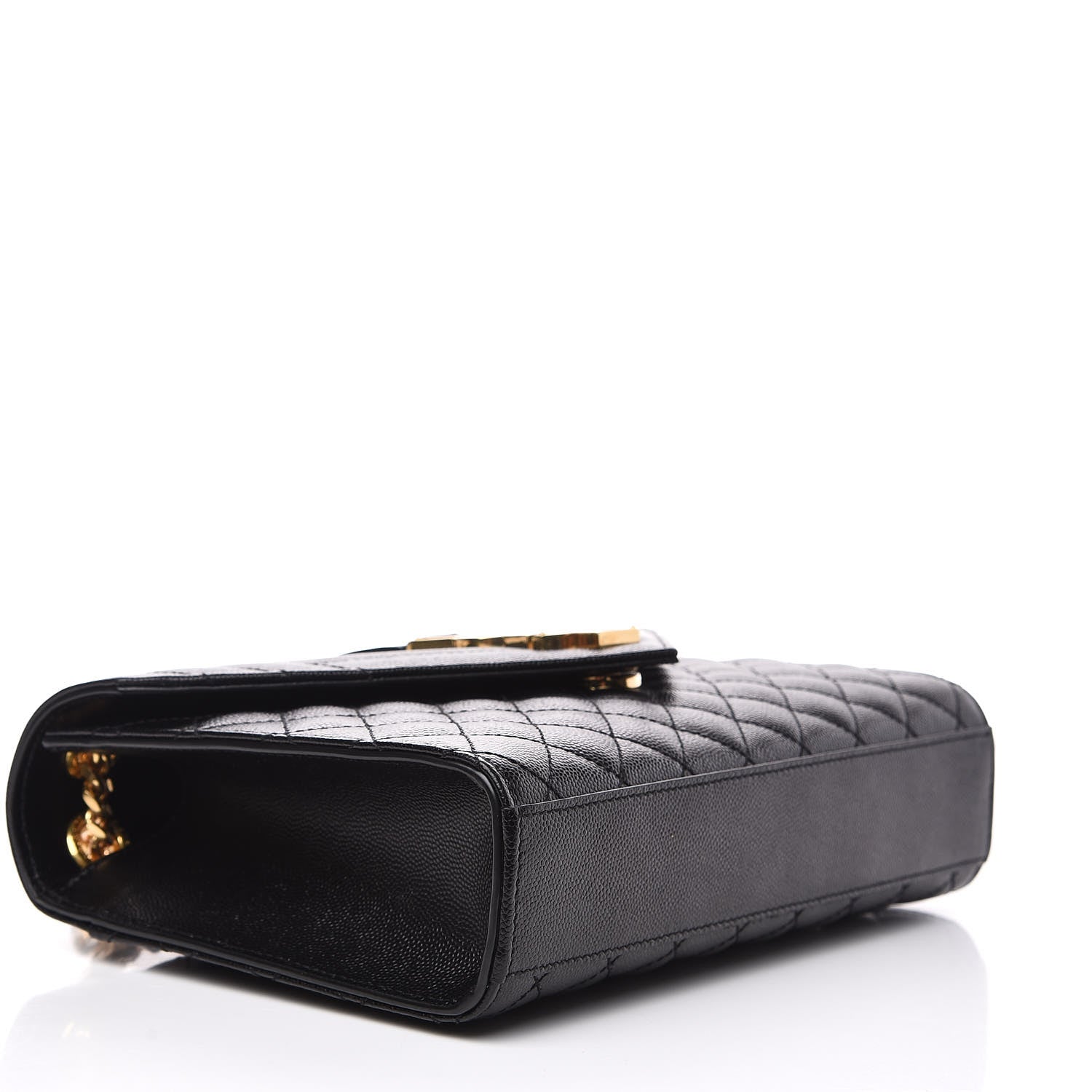 Saint Laurent Grain De Poudre Textured Mixed Matelasse Triquilt Medium Monogram Satchel Black 4 of 12