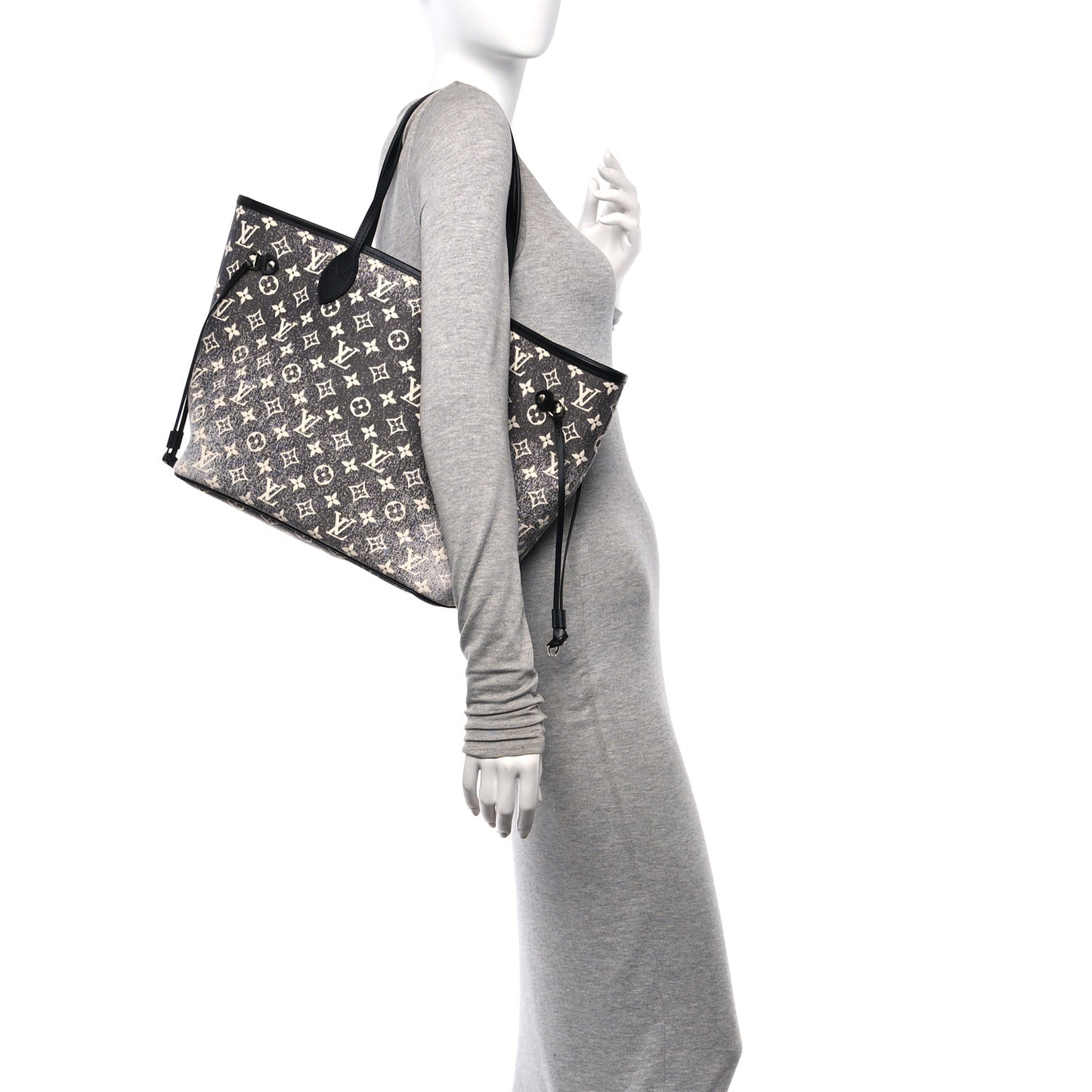 Denim Monogram Jacquard Neverfull MM Grey