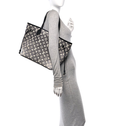 Louis Vuitton Denim Monogram Jacquard Neverfull MM Grey 2 of 11