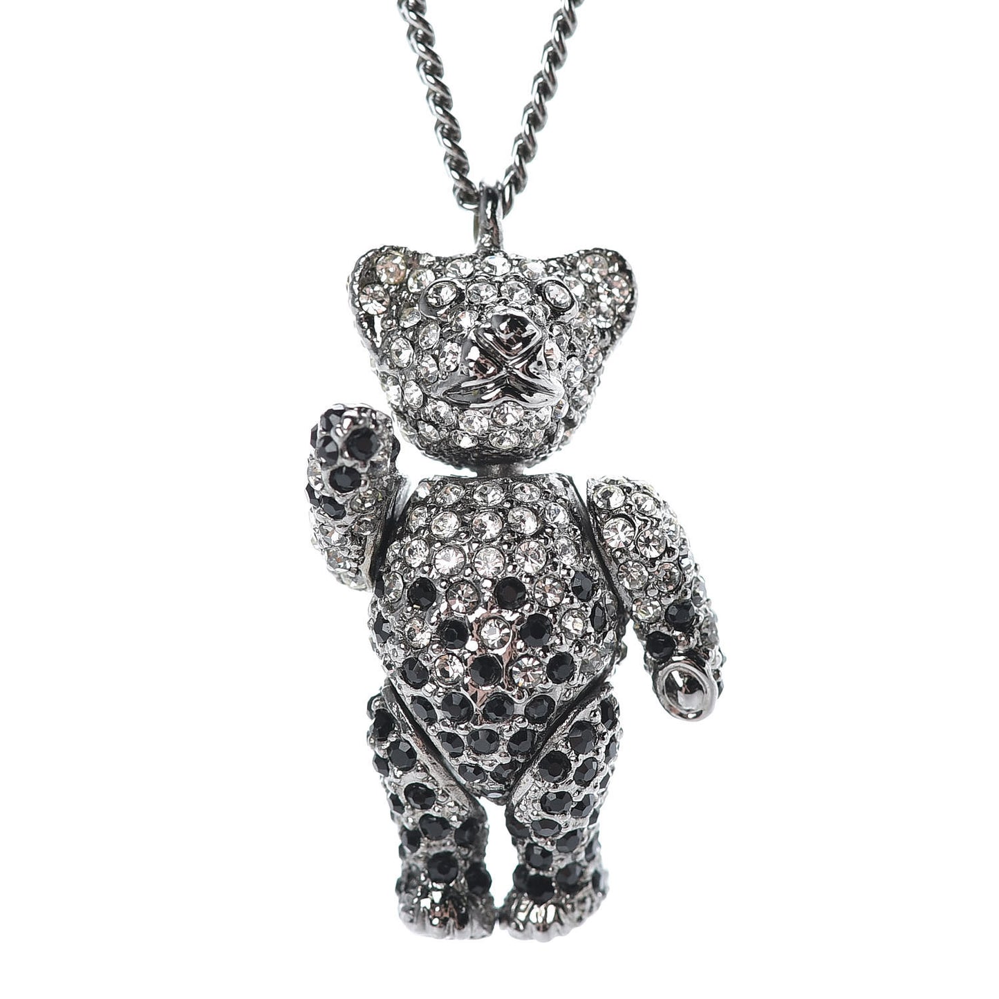 Crystal Teddy Bear Necklace Black