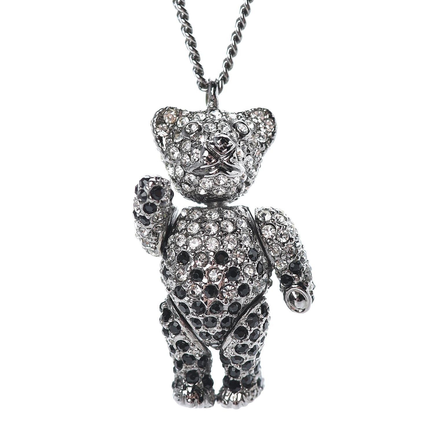 Christian Dior Crystal Teddy Bear Necklace Black 6 of 7