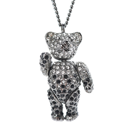Christian Dior Crystal Teddy Bear Necklace Black 6 of 7