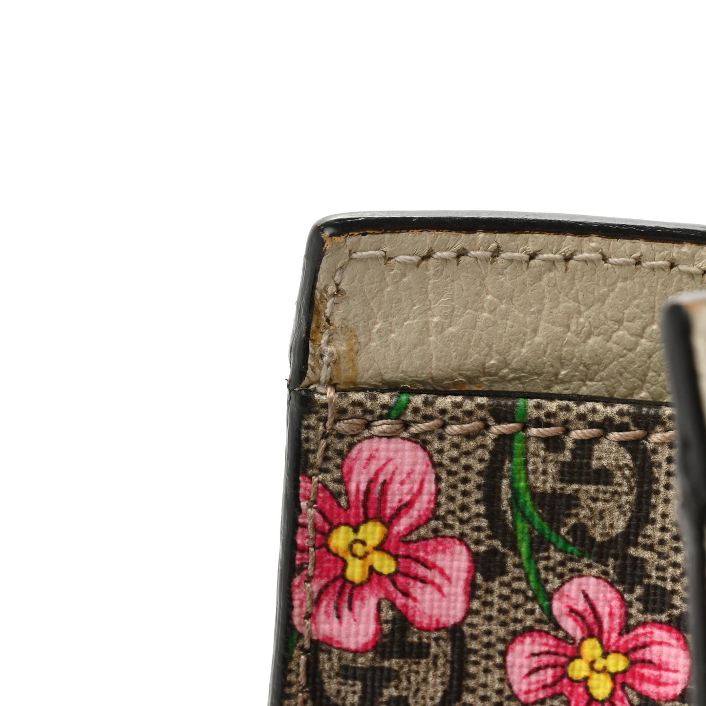 GG Supreme Monogram Flora Textured Calfskin Small Padlock Tote Beige Ebony Multicolor Mystic White