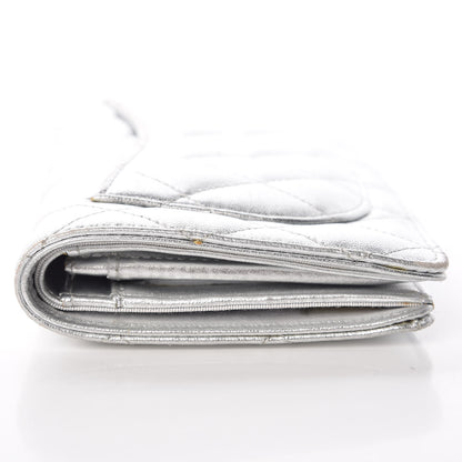 Chanel Metallic Lambskin Quilted Yen Wallet Silver 19 of 19