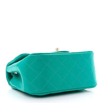 Chanel Lambskin Quilted Mini Square Flap Turquoise 4 of 13