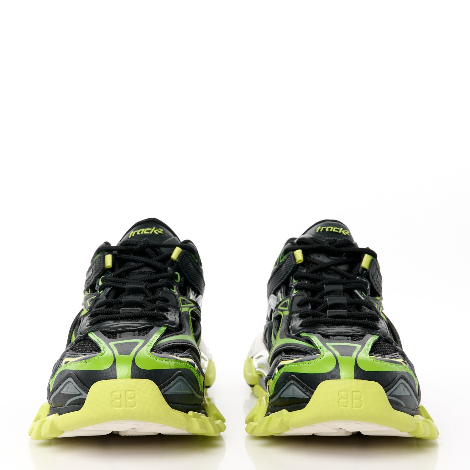 Balenciaga Rubber Mesh Tri-Color Clear Sole Mens Track.2 Open Sneakers 42 Black Yellow 2 of 9