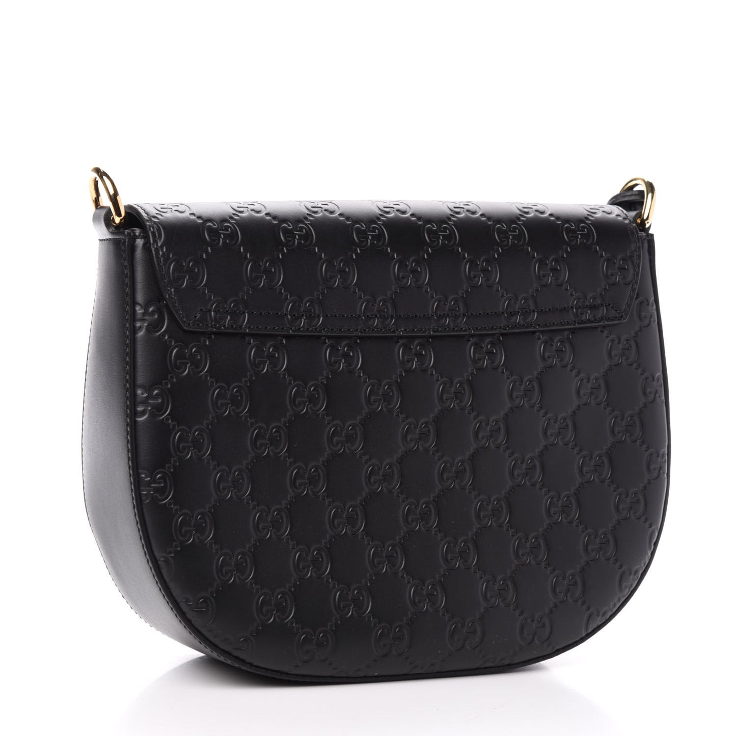 Guccissima Medium Padlock Messenger Shoulder Bag Black
