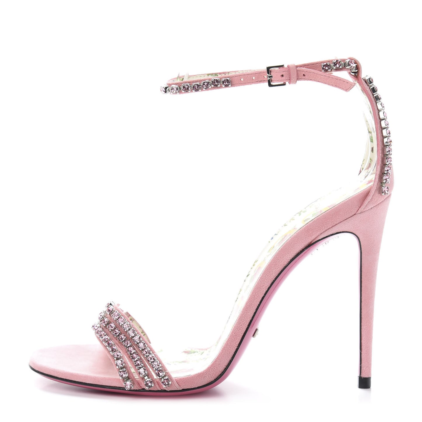 Kid Scamosciato Crystal Ankle Strap High Heel Sandals 37.5 Light Rose Light Peonia