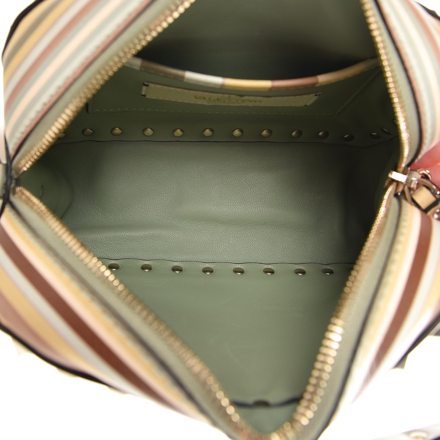 Vitello Native Couture 1975 Rockstud Camera Crossbody Bag Green Multicolor