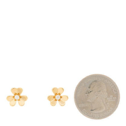 Van Cleef & Arpels 18K Yellow Gold Diamond Mini Frivole Earrings 2 of 4