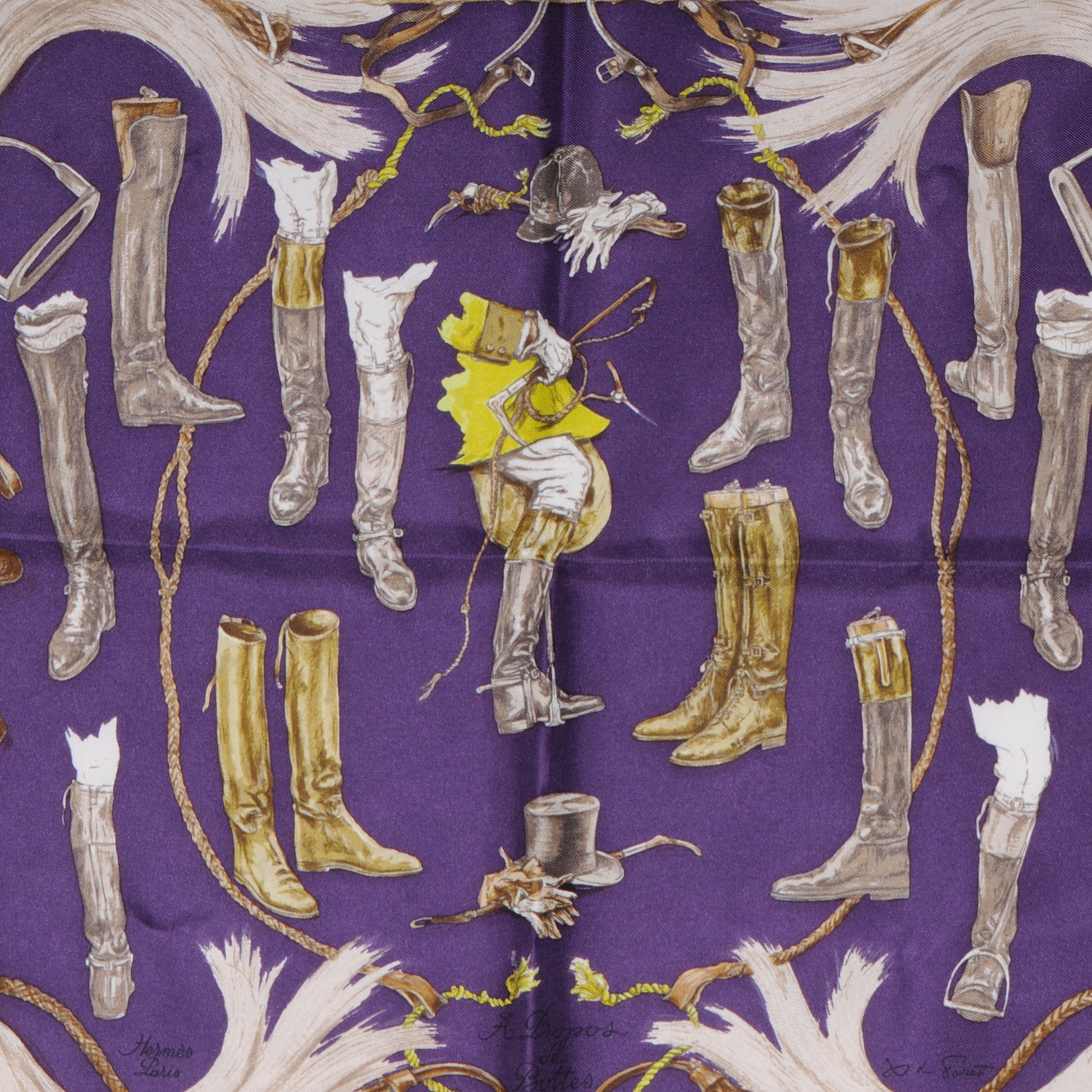 Hermes Silk A Propos de Bottes Pocket Square 1 of 4