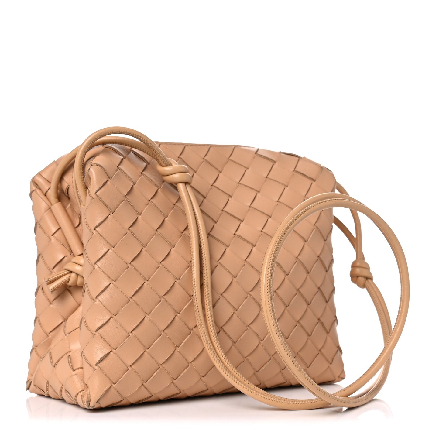 Nappa Intrecciato Small Loop Camera Bag Almond
