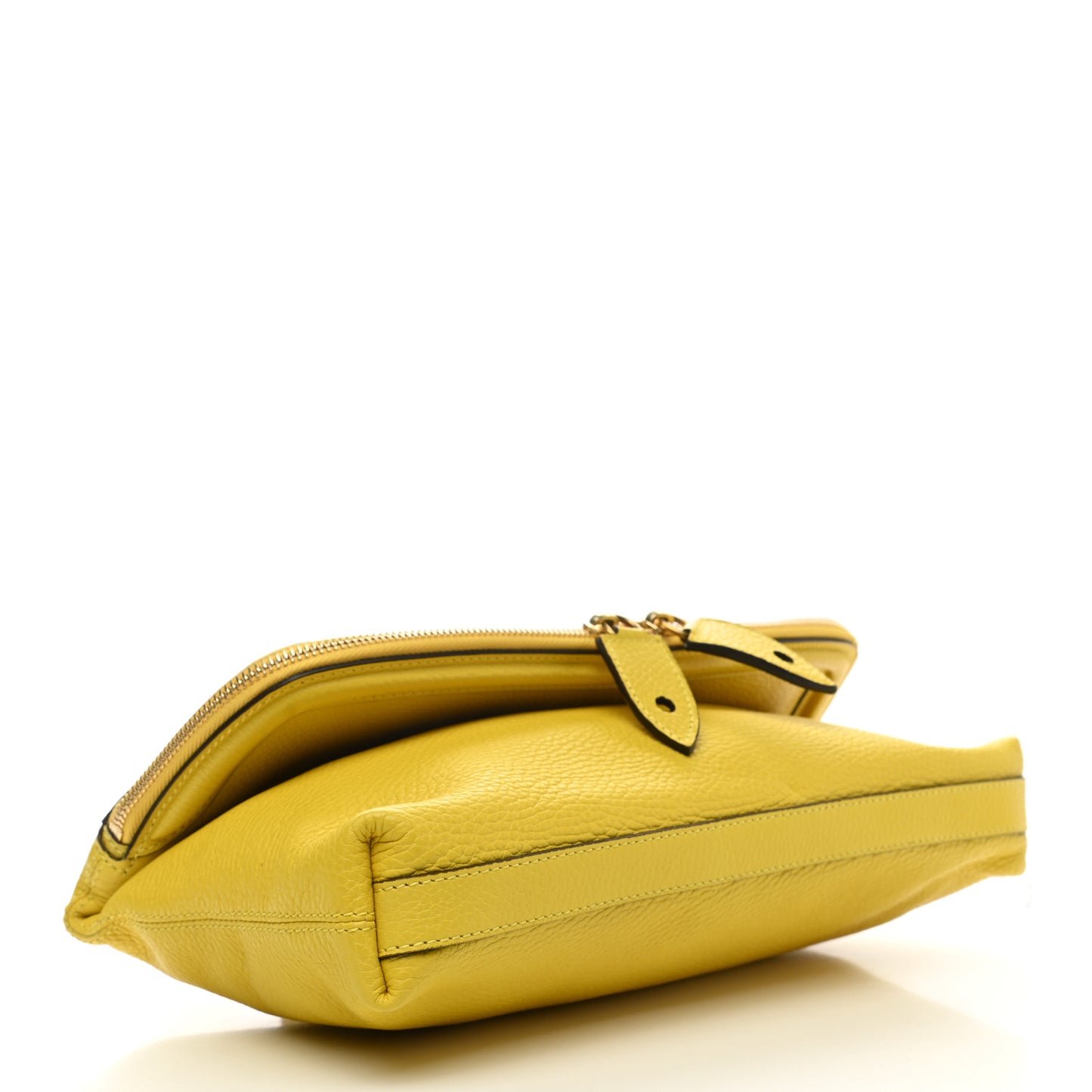 Grainy Calfskin Padlock Skull Clutch Yellow