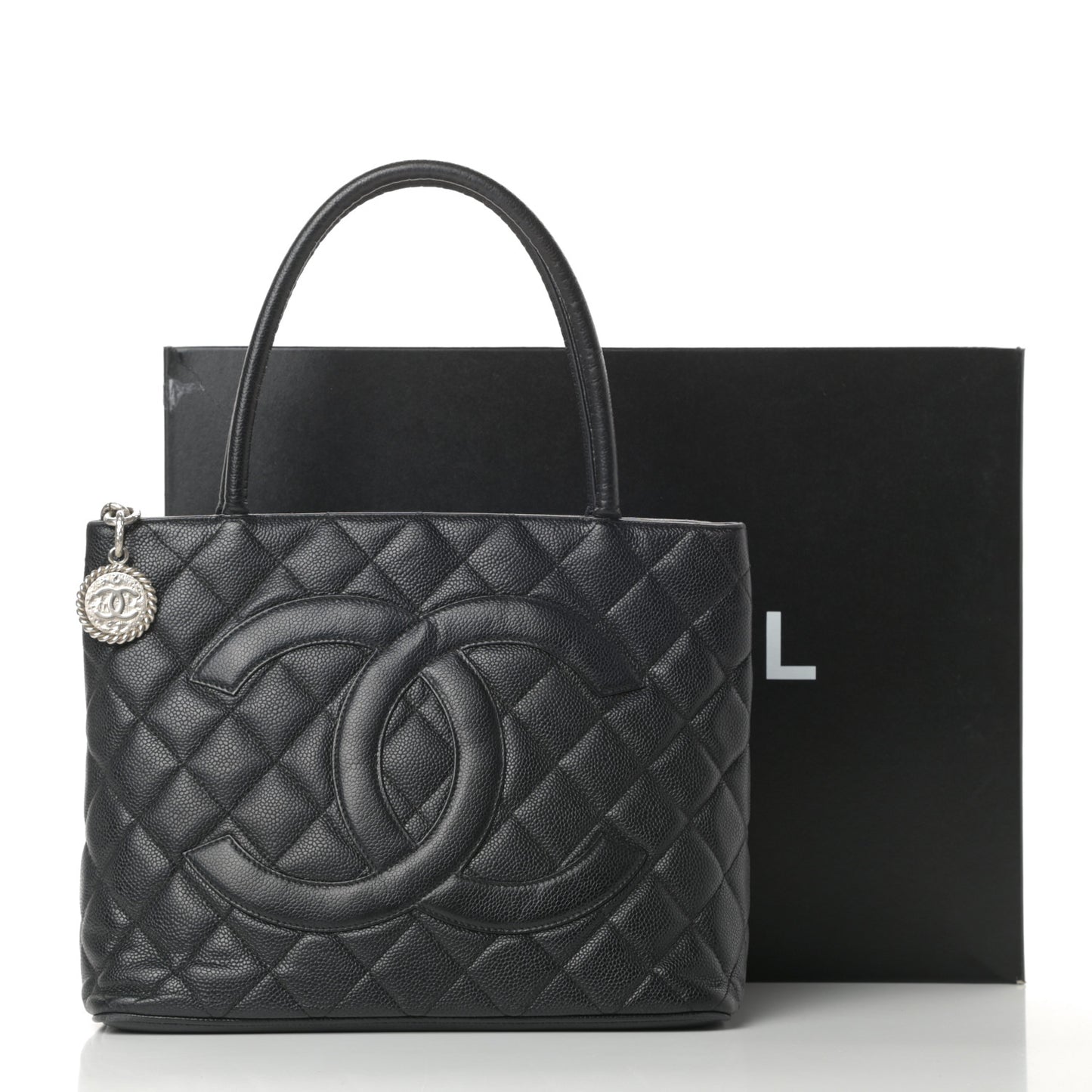 Caviar Quilted Medallion Tote Black