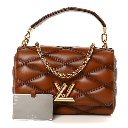 Louis Vuitton Lambskin Malletage Top Handle GO-14 MM Tan 3 of 12
