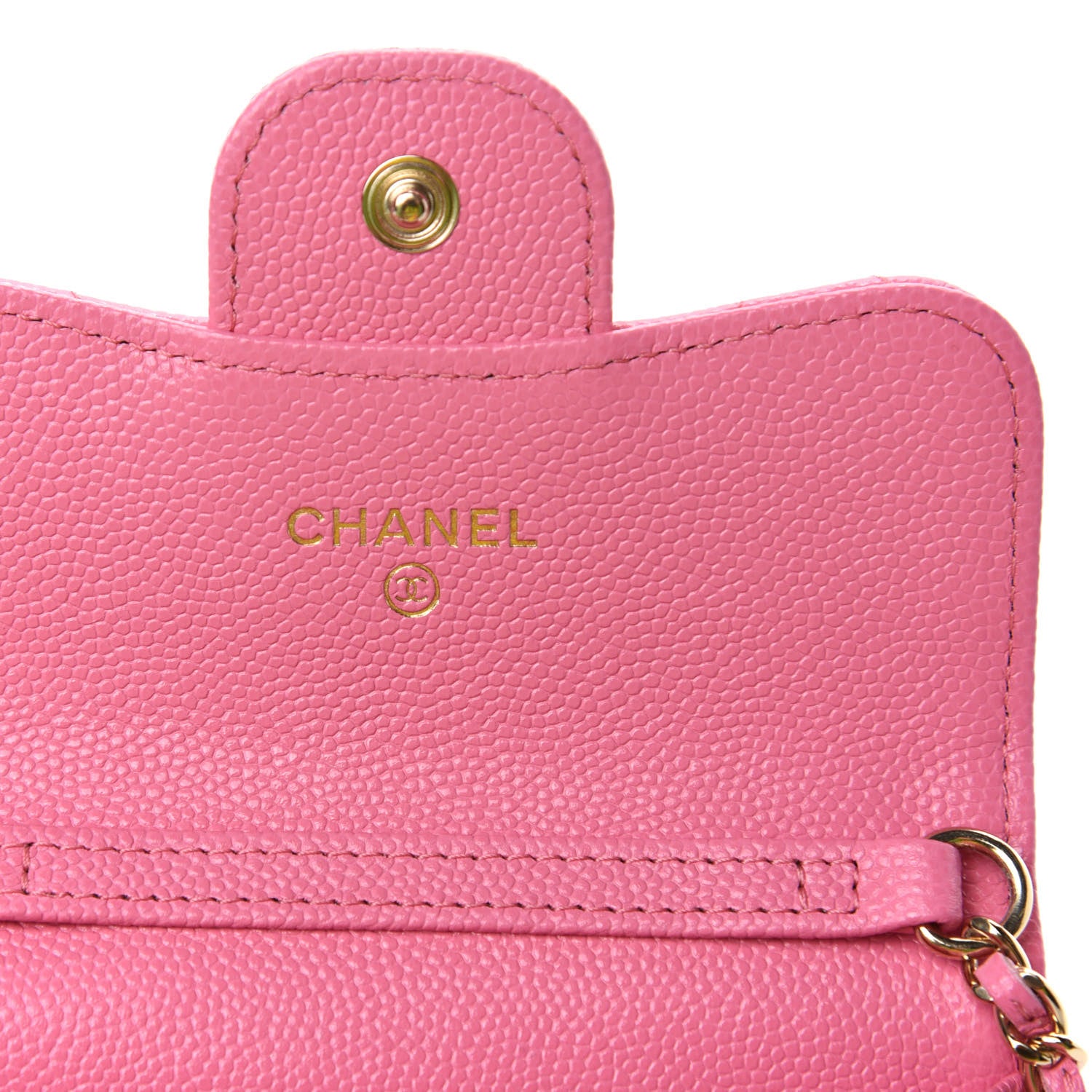 Chanel Caviar Quilted Flap Card Holder On Chain Pink 6 of 8
