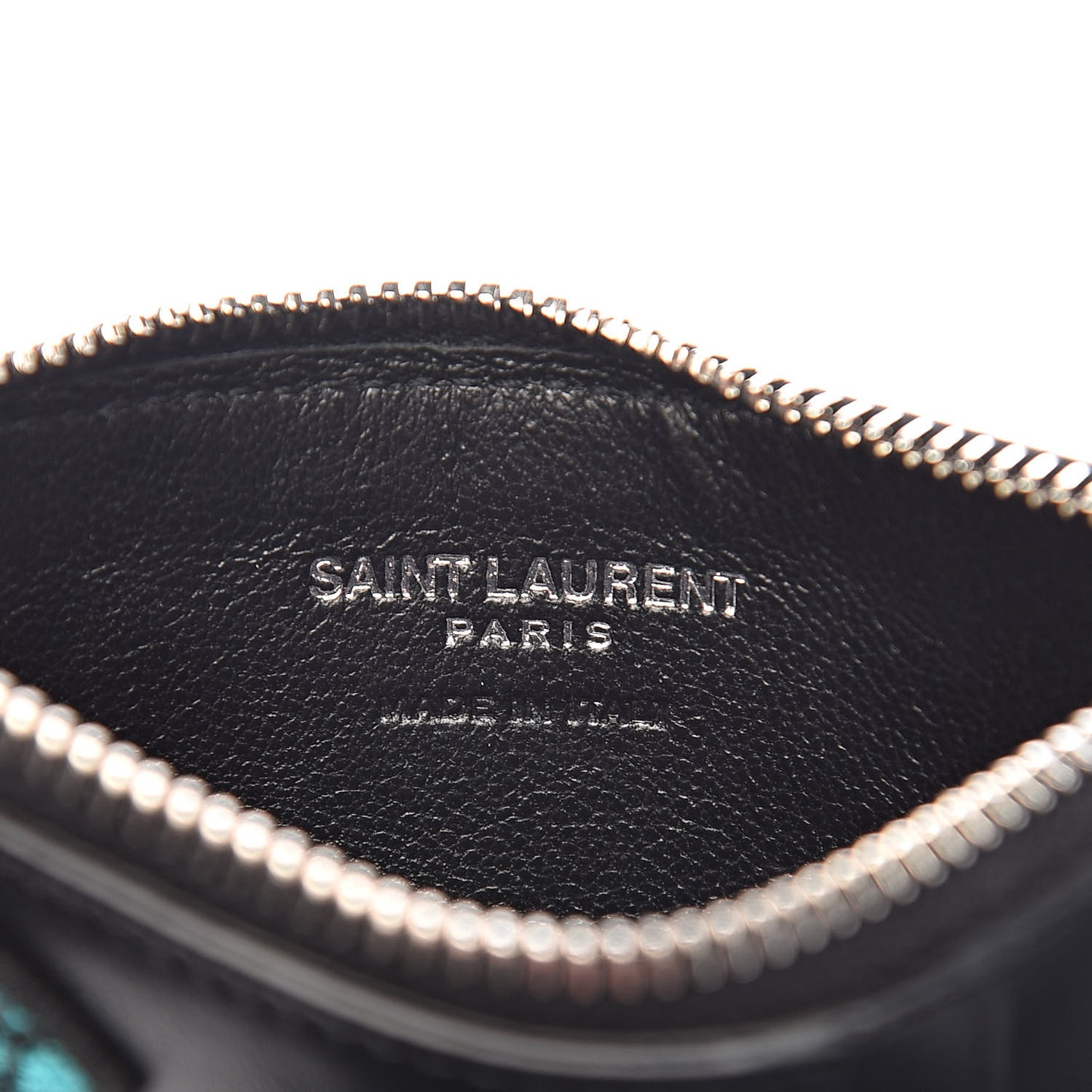 Calfskin Moujik Patch Fragments Zip Pouch Card Holder Black
