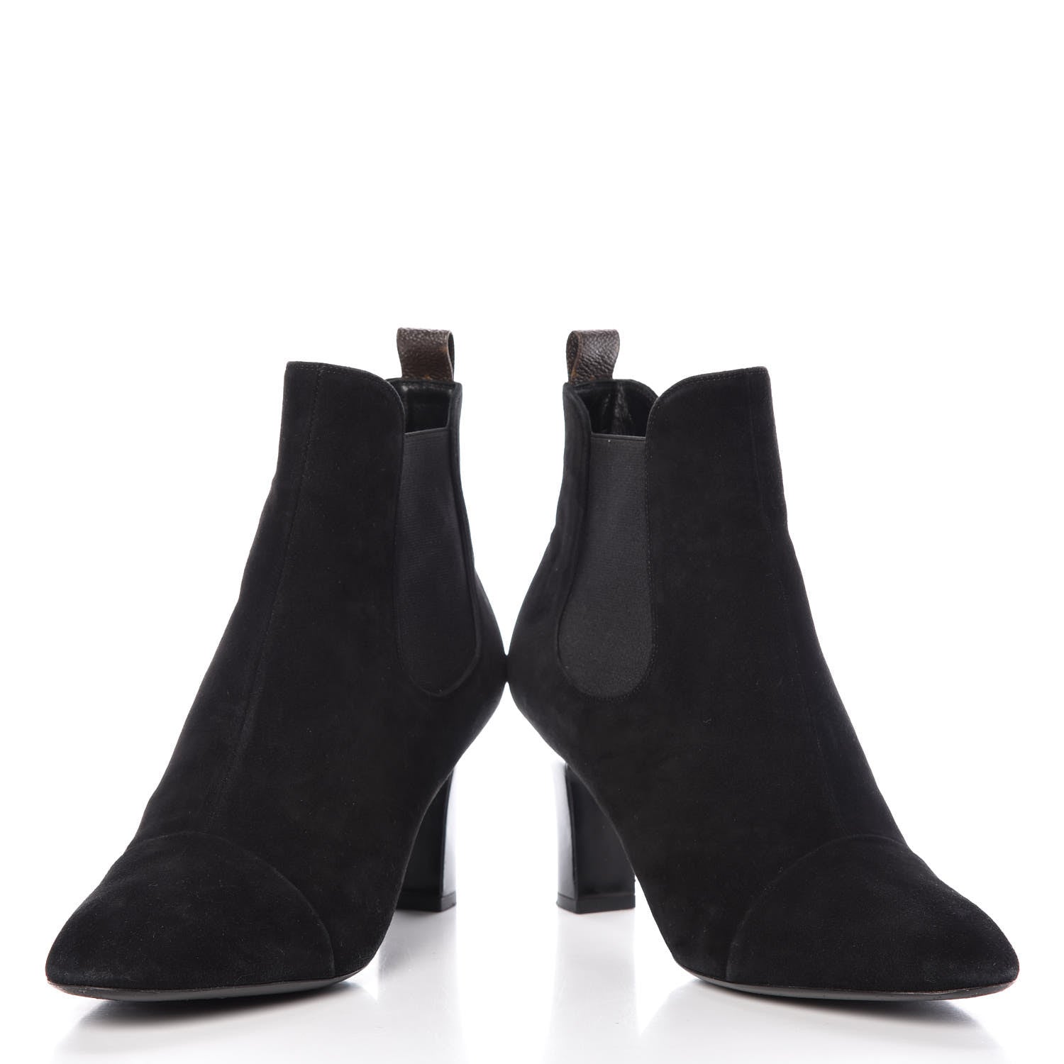Louis Vuitton Suede Monogram Uniformes Cap Toe Chelsea 75mm Ankle Boots 41 Black 6 of 15