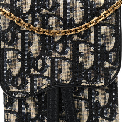Christian Dior Oblique Saddle Chain Clutch Blue 7 of 9
