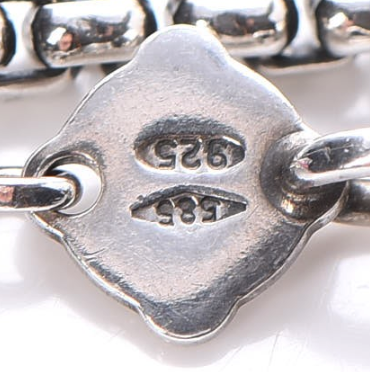 Sterling Silver 14K Yellow Gold Pearl Logo Station Necklace 16"