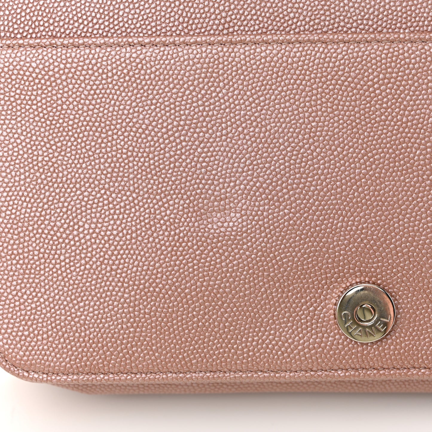 Metallic Caviar Chevron Quilted Vintage Mademoiselle Wallet On Chain WOC Pink