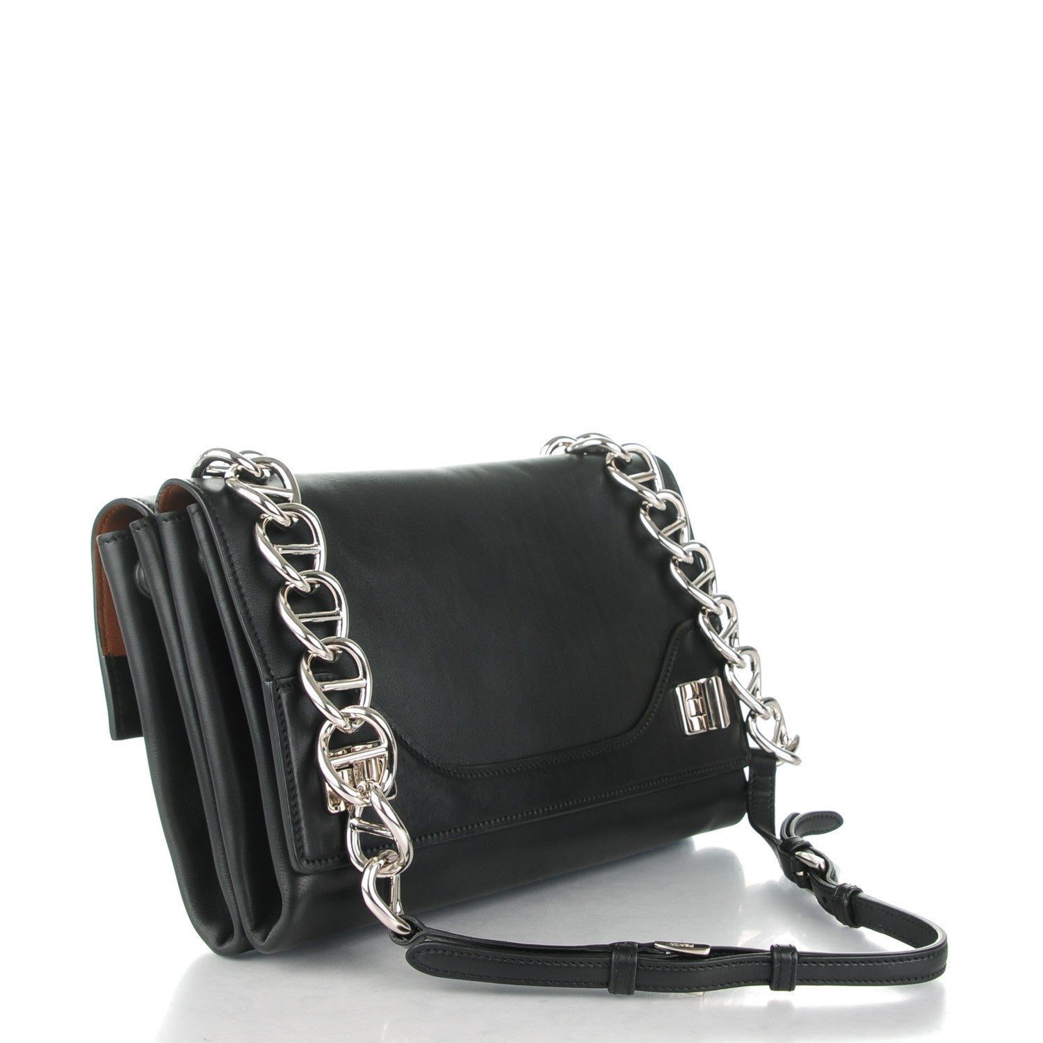 Prada Vitello Soft Chain Horizontal Shoulder Bag Nero Black 3 of 7