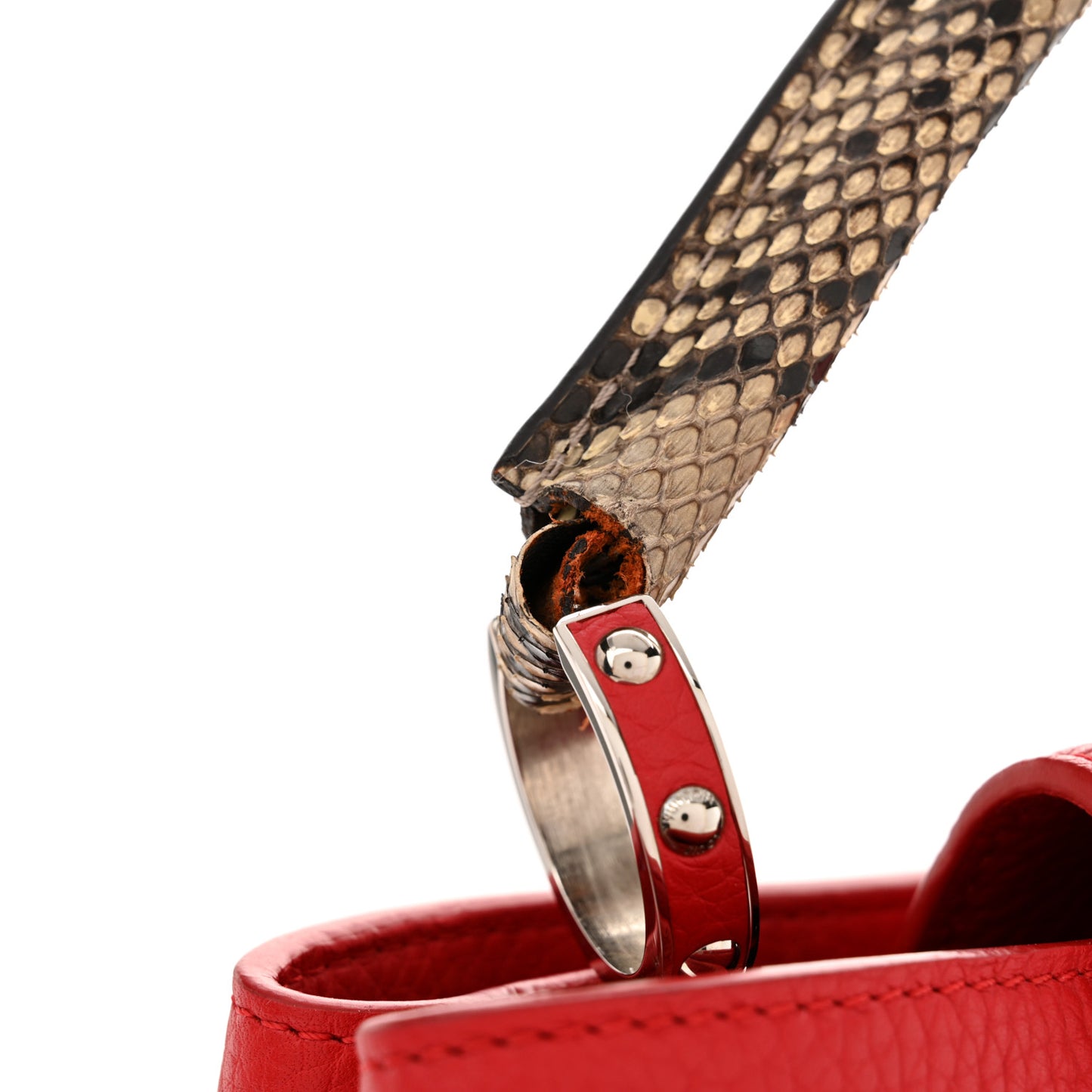 Taurillon Snakeskin Capucines MM Rubis