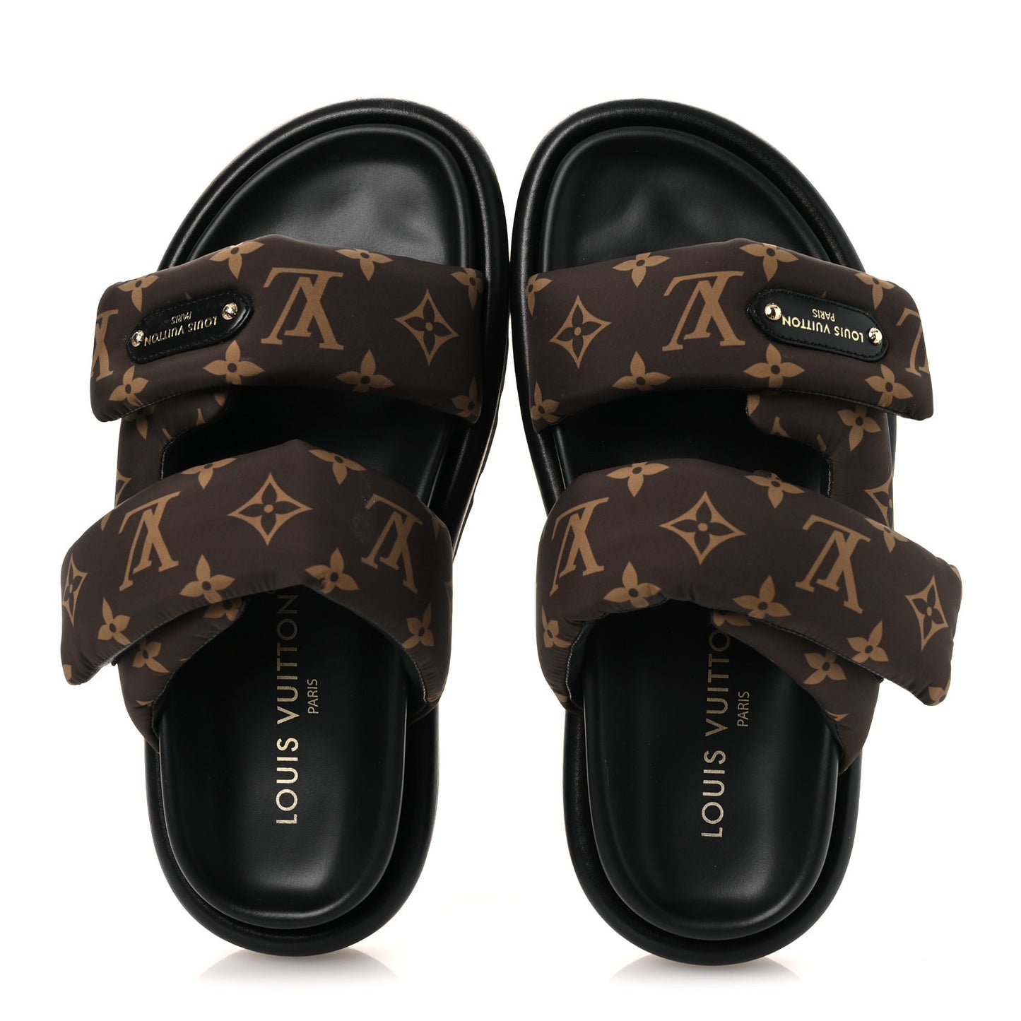 Nylon Monogram LV Pool Pillow Flat Comfort Mule 37 Cacao Brown 37 Cacao Brown