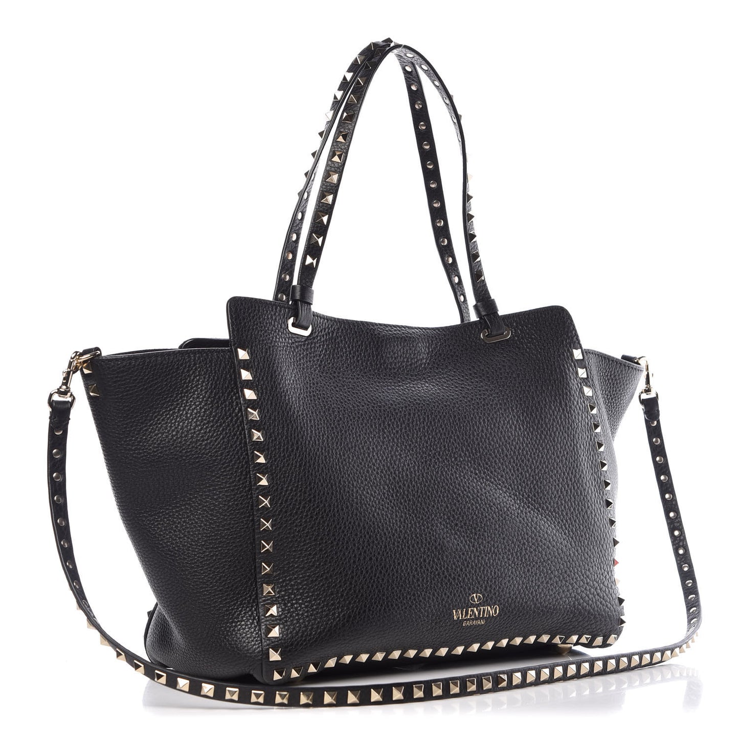 Alce Printed Calfskin Medium Rockstud Tote Black