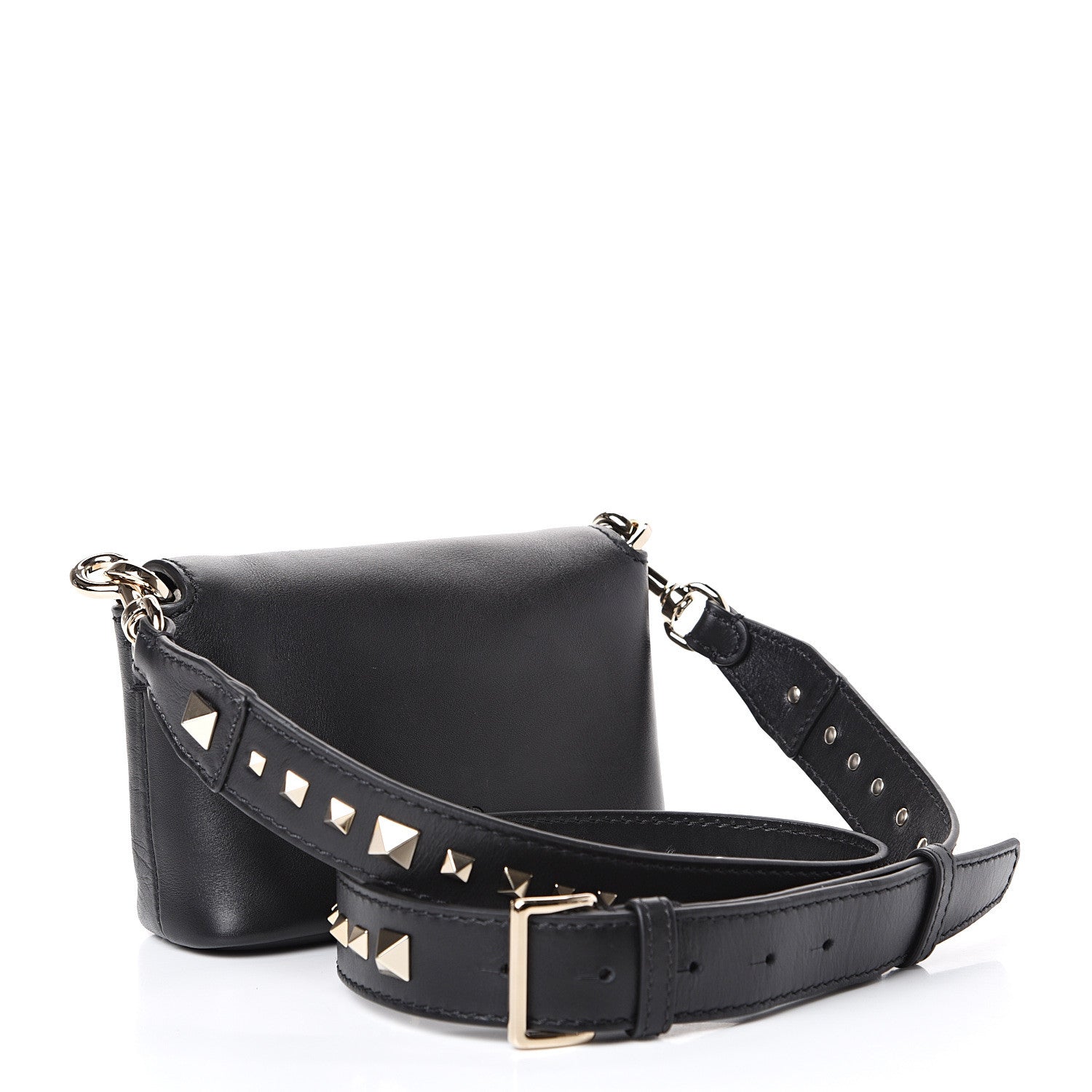 Valentino Garavani Vitello Small Rockstud Demilune Crossbody Bag Black 2 of 14