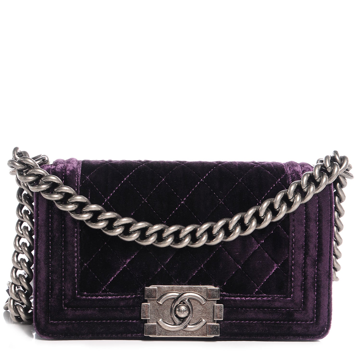 Chanel Velvet Quilted Small Boy Flap Purple 1 of 8