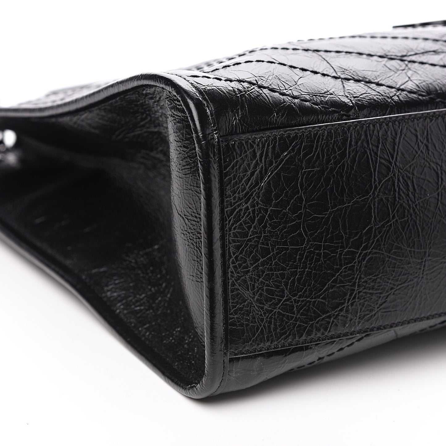 Crinkled Calfskin Matelasse Monogram Niki Shoulder Bag Black