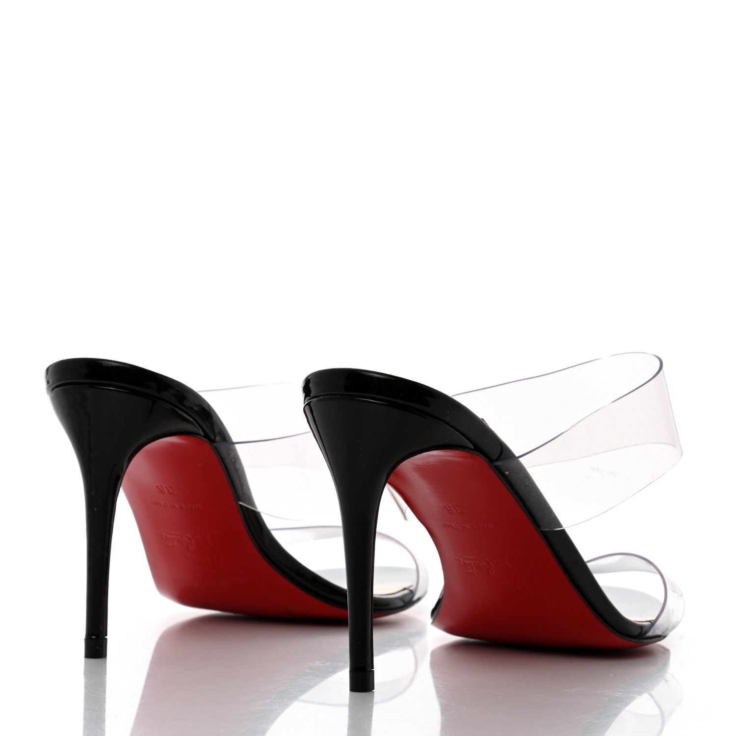 Christian Louboutin Patent PVC Just Nothing 85 Slide Sandals 36 Black 4 of 7