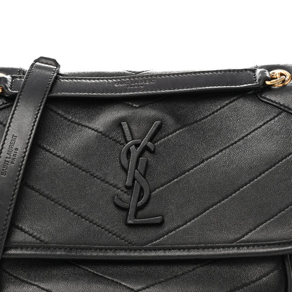 Saint Laurent Lambskin Matelasse Monogram Baby Niki Chain Satchel Black 8 of 10