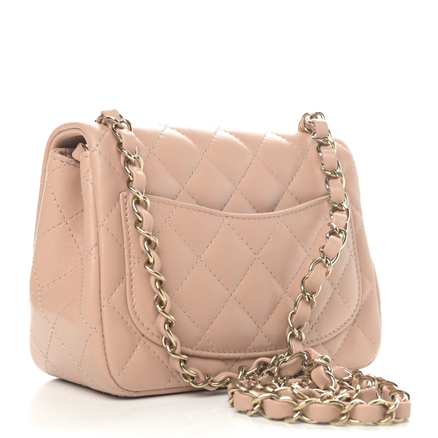 Lambskin Quilted Mini Square Flap Beige