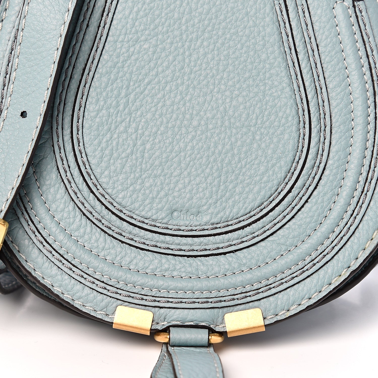 Chloe Calfskin Mini Marcie Round Crossbody Bag Faded Blue 9 of 9