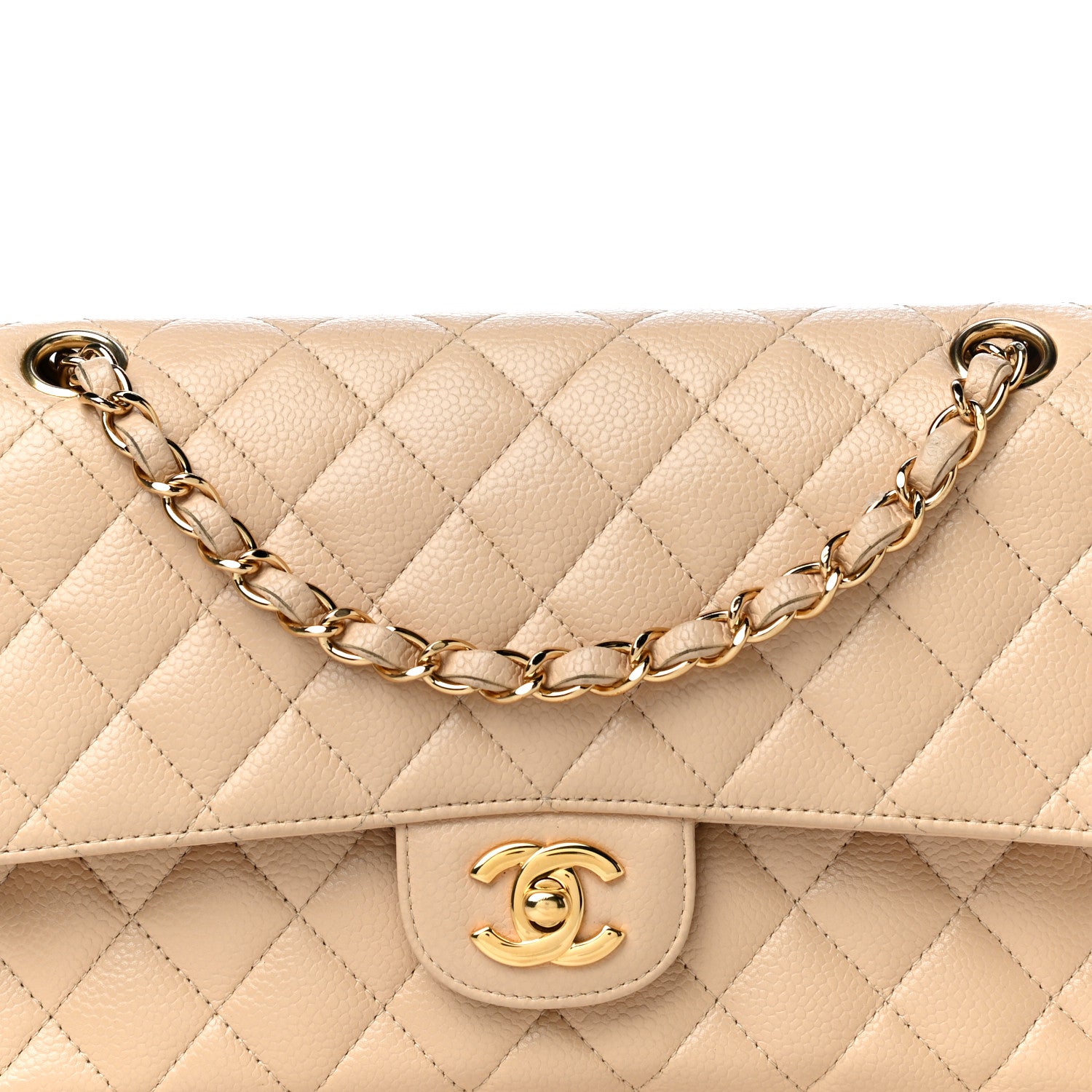 Chanel Caviar Quilted Medium Double Flap Beige 7 of 15