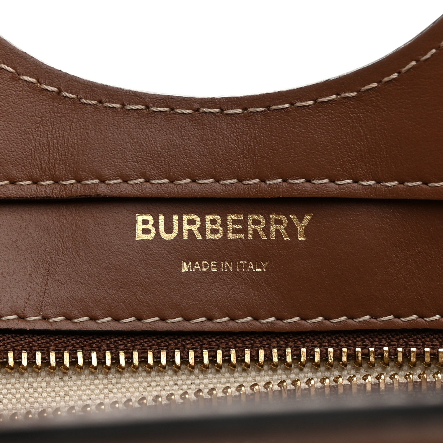 Burberry Canvas Smooth Calfskin Two Tone Mini Pocket Bag Natural Malt Brown 6 of 11