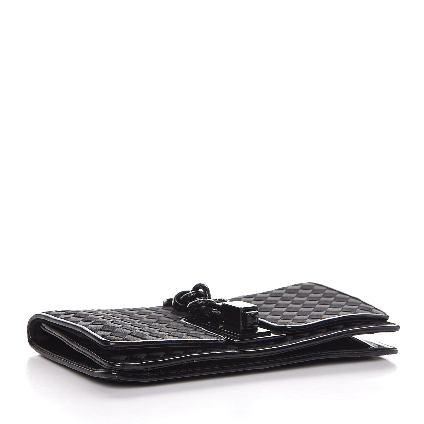 Patent Satin Intreccio Clutch Black
