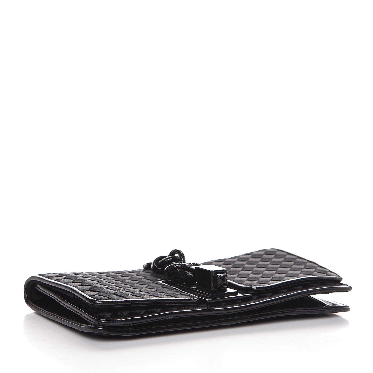 Bottega Veneta Patent Satin Intreccio Clutch Black 4 of 7