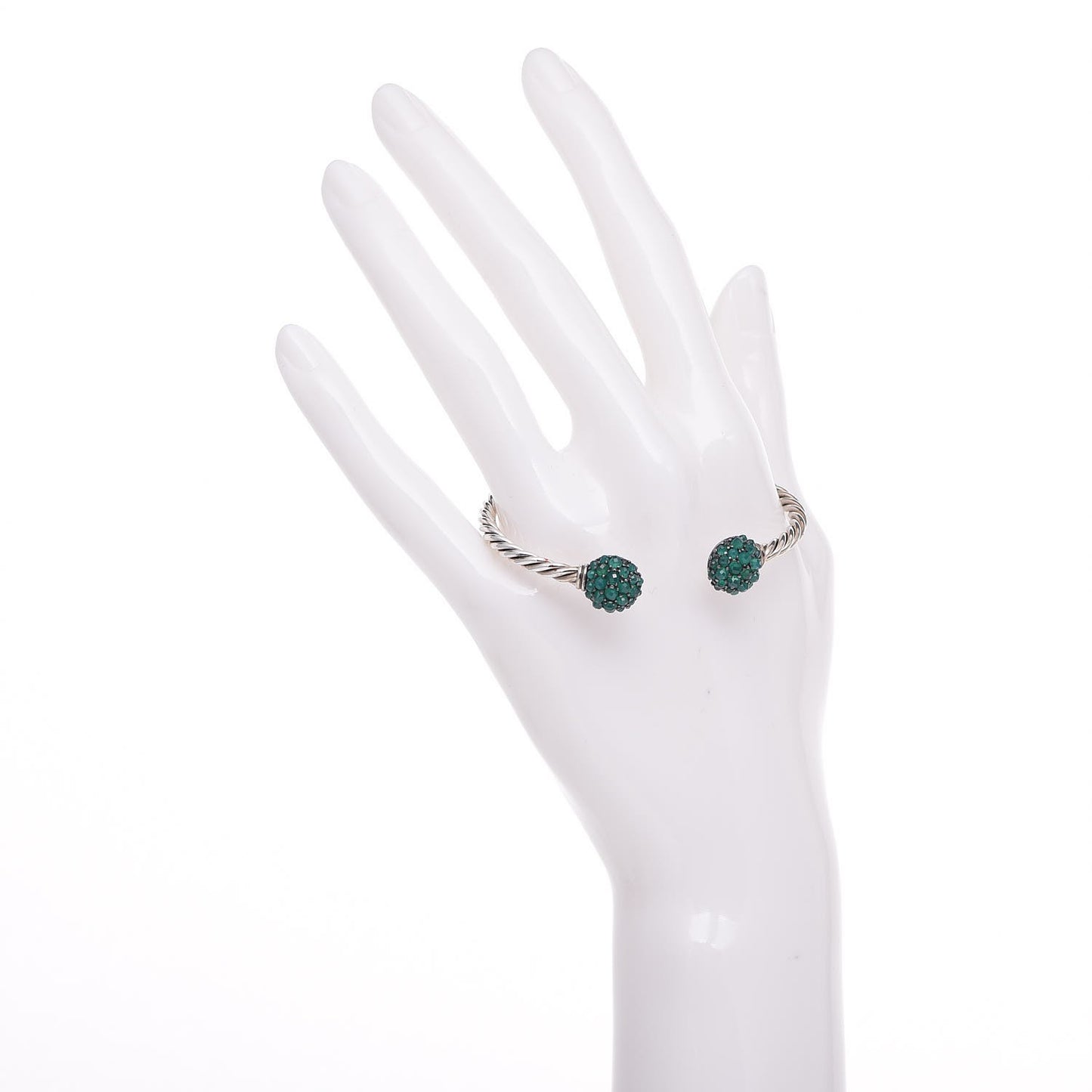 Sterling Silver Green Onyx Osetra Cuff Bracelet