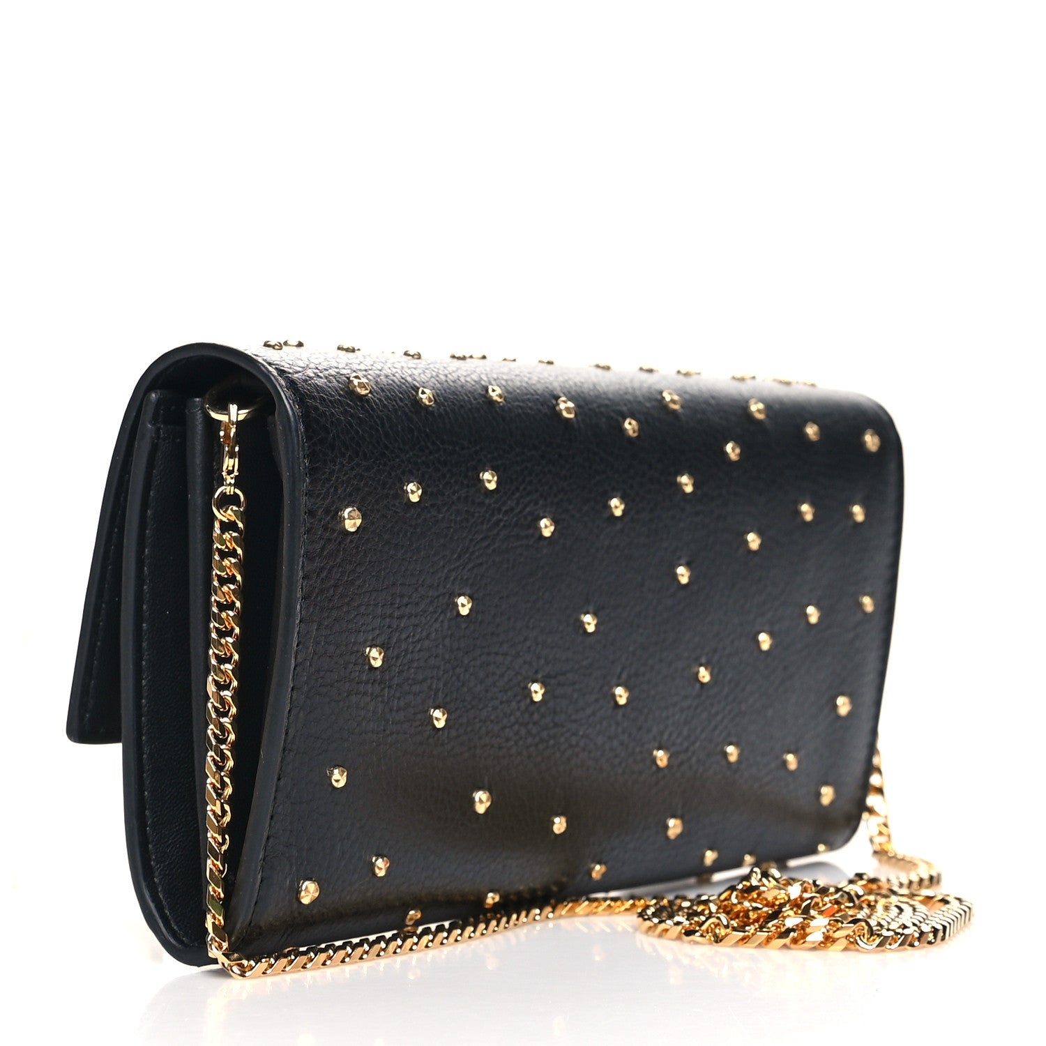 Alexander McQueen Calfskin Studded Skull Wallet on Chain Black 2 of 10